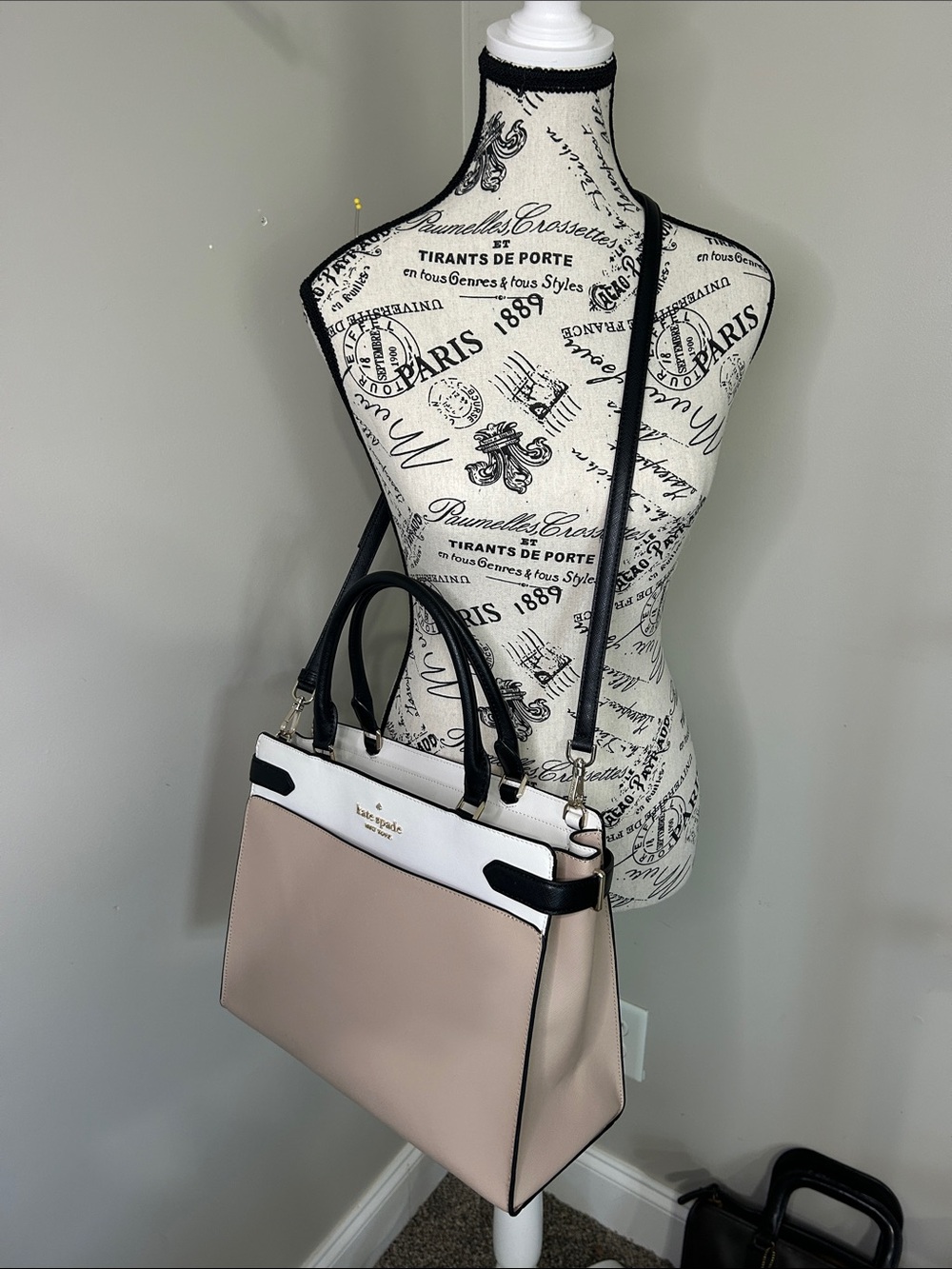 Kate Spade Large Leather Satchel in Blush, White & Black - Picture 12 of 12